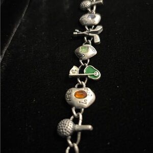 Silver Charm golf Bracelet with Multicolor Accents